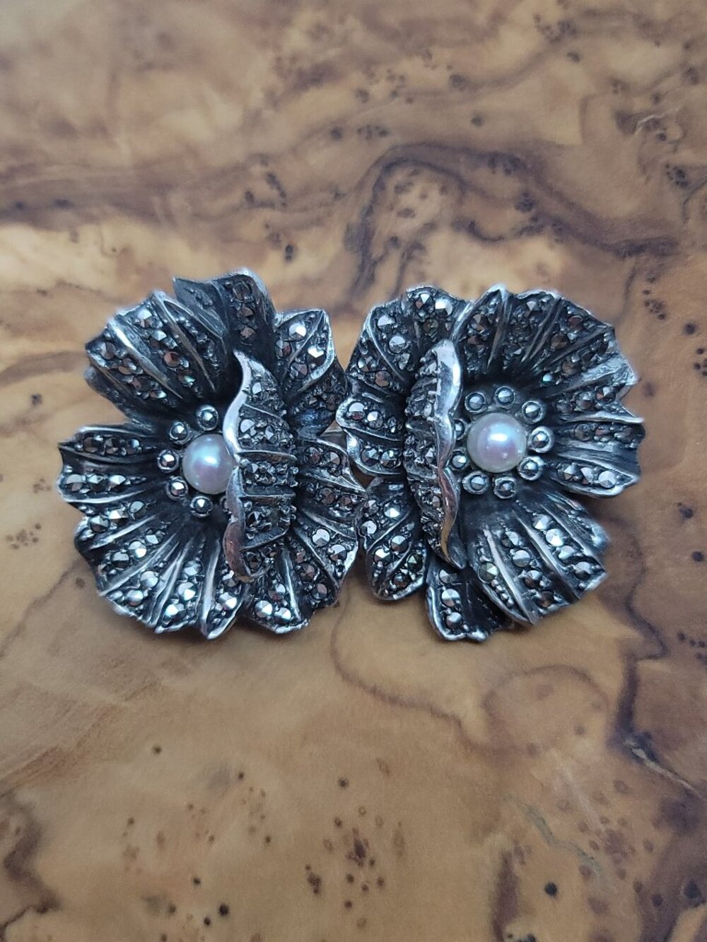 Vintage Pyrite, Pearl & Sterling Duet
